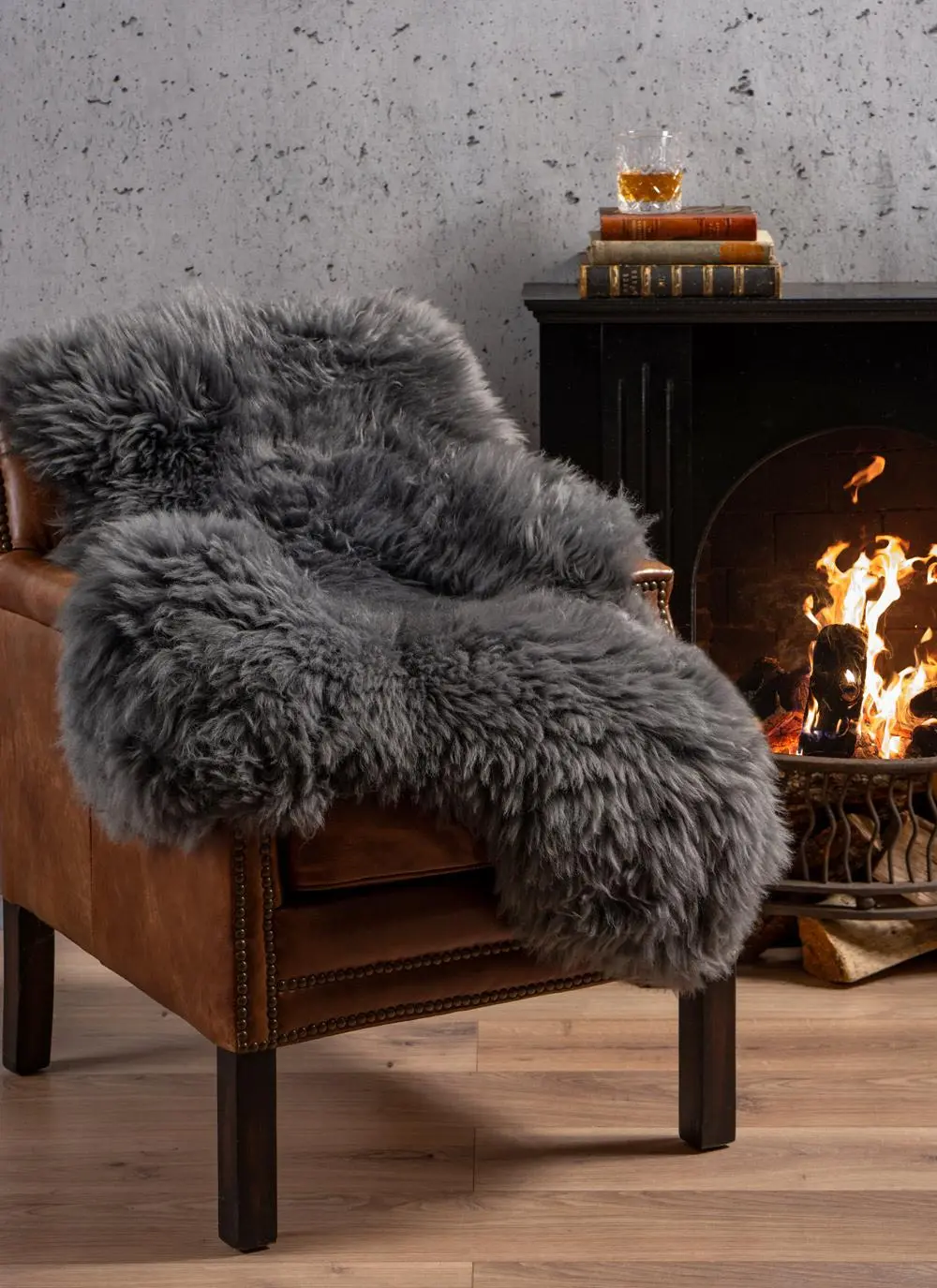 Irish Sheepskin Rug in Dark Grey